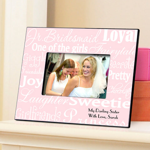 Personalized Jr. Bridesmaid Frame - White/Pink - PersonalizationPop Test Store