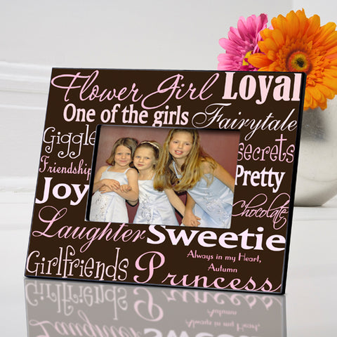 Personalized Flowergirl Frame - Pink/Brown - PersonalizationPop Test Store