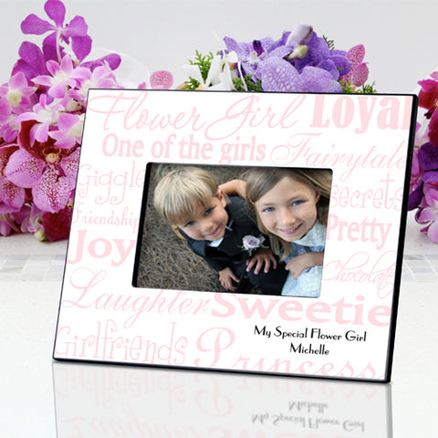 Personalized Flowergirl Frame - Pink/White - PersonalizationPop Test Store