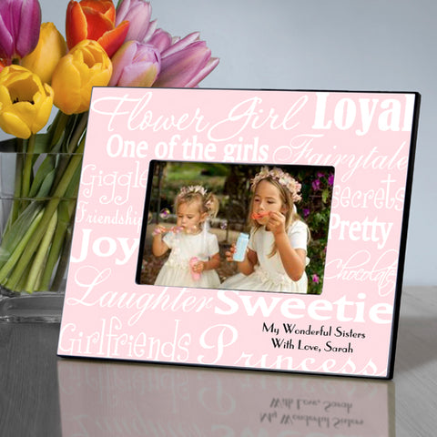 Personalized Flowergirl Frame - White/Pink - PersonalizationPop Test Store