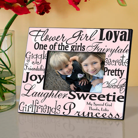Personalized Flowergirl Frame - Pink Dots - PersonalizationPop Test Store