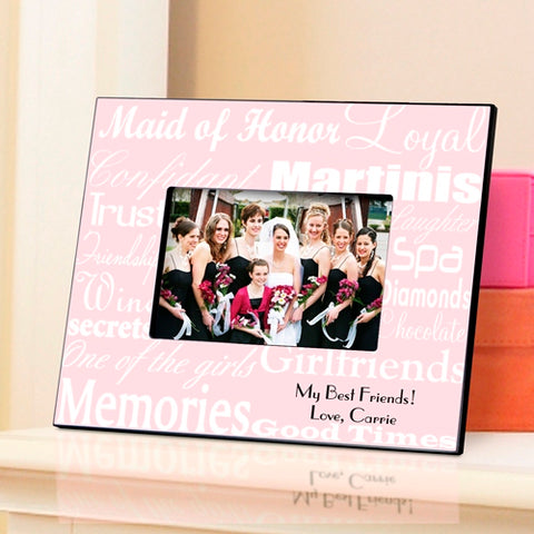 Maid of Honor Frame - White on Pink