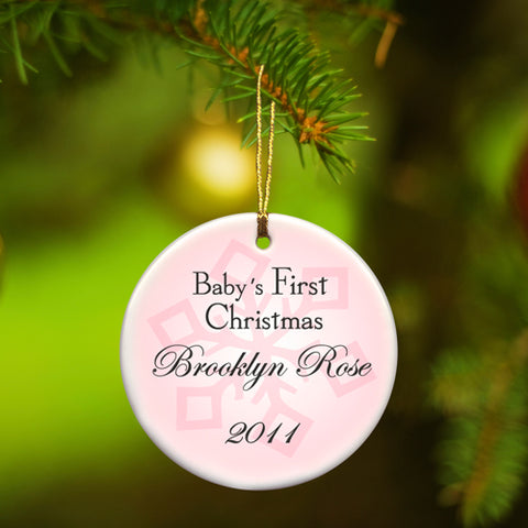 Baby Girl's First Christmas Ornament - Style 1 - PersonalizationPop Test Store