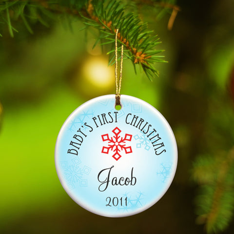 Baby Boy's First Christmas Ornament - Style1 - PersonalizationPop Test Store
