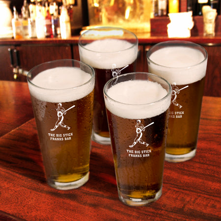 Set Of Four Pub Glasses-Sports - PersonalizationPop Test Store