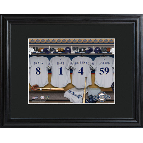 Personalized MLB Clubhouse Print w/Matted Frame - Brewers - PersonalizationPop Test Store