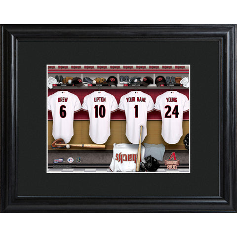 Personalized MLB Clubhouse Print w/Matted Frame - Diamond Backs - PersonalizationPop Test Store