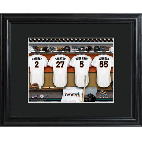 Personalized MLB Clubhouse Print w/Matted Frame - Marlins - PersonalizationPop Test Store