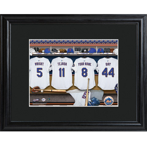 Personalized MLB Clubhouse Print w/Matted Frame - Mets - PersonalizationPop Test Store
