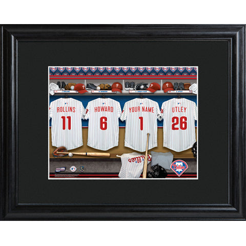 Personalized MLB Clubhouse Print w/Matted Frame -Phillies - PersonalizationPop Test Store