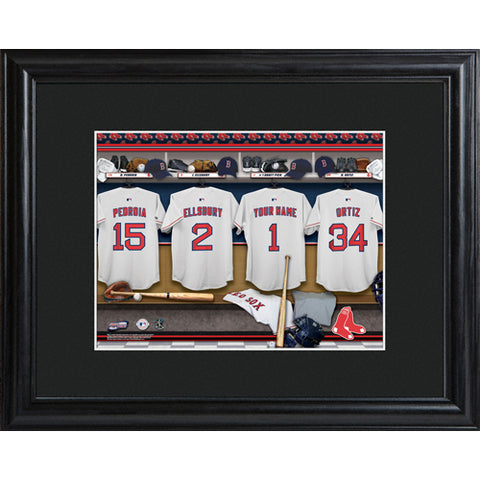 Personalized MLB Clubhouse Print w/Matted Frame - Red Sox - PersonalizationPop Test Store