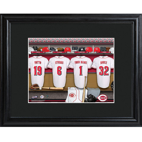 Personalized MLB Clubhouse Print w/Matted Frame - Reds - PersonalizationPop Test Store