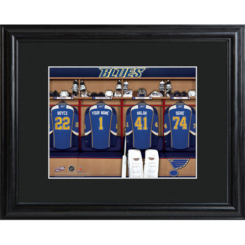 NHL Locker Room Print in Wood Frame -Blues