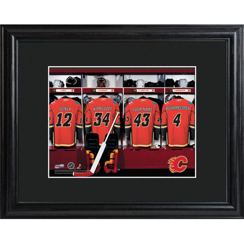 NHL Locker Room Print in Wood Frame - Flames