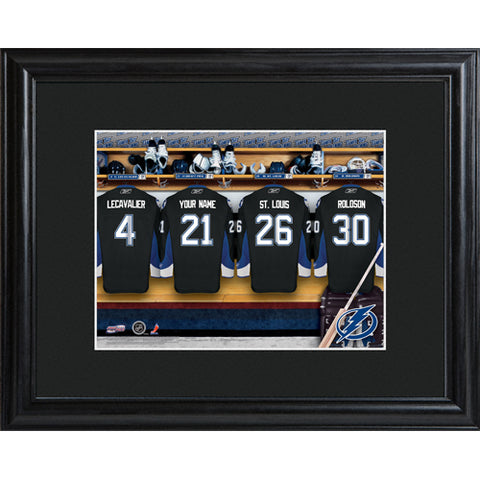 NHL Locker Room Print in Wood Frame - Lightning
