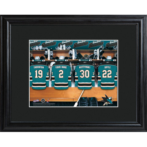 NHL Locker Room Print in Wood Frame - Sharks