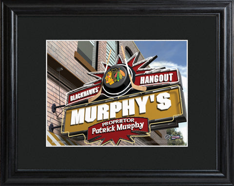 NHL Pub Print in Wood Frame - Blackhawks