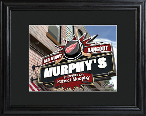 NHL Pub Print in Wood Frame - Red Wings