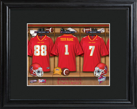 College Locker Room Print in Wood Frame - Iowa State