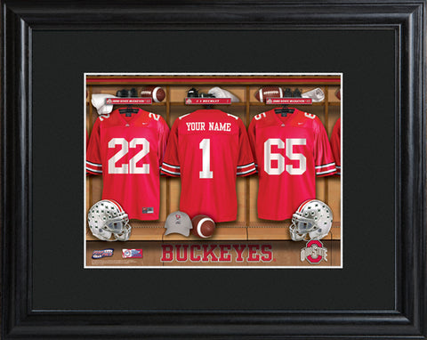 College Locker Room Print in Wood Frame - Ohio State