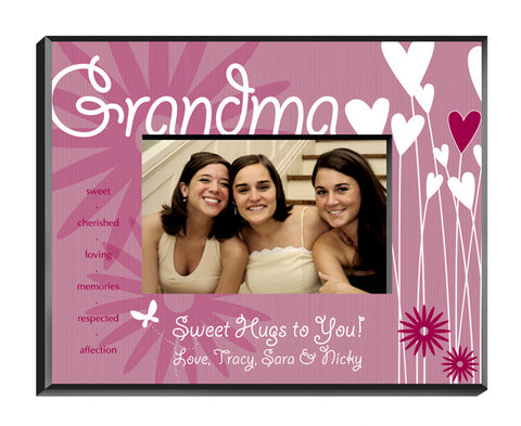 Heart and Flowers Frame - Grandma