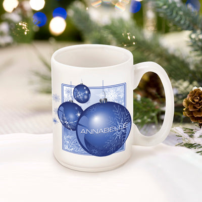 Winter Holiday Coffee Mug - Blue Ornament
