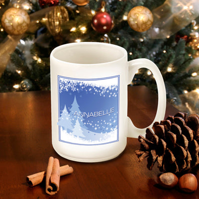 Winter Holiday Coffee Mug - Blue Snowscapes