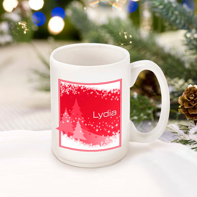 Winter Holiday Coffee Mug - Red Snowcaps