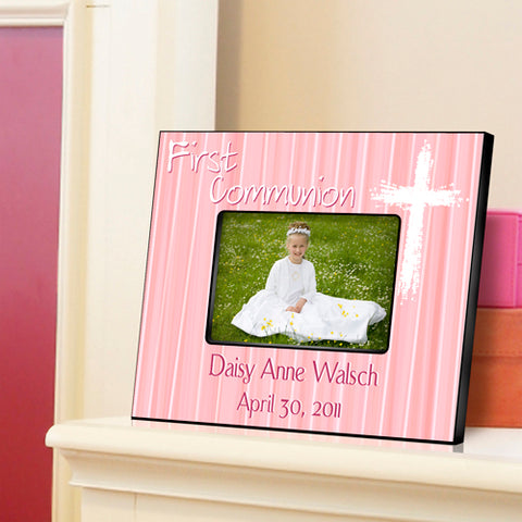 First Communion Picture Frame - Light Pink