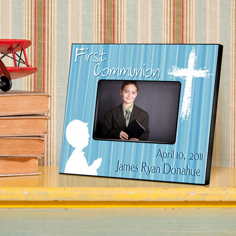 First Communion Picture Frame - Blue Prayer