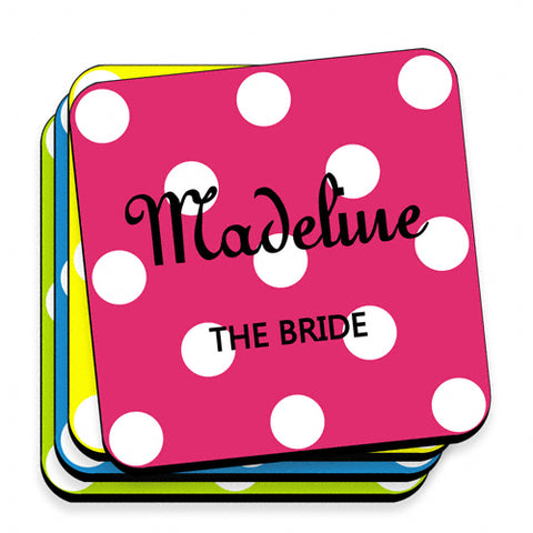 Polka Dot Coaster Set - Multi - PersonalizationPop Test Store