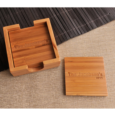 Bamboo Coaster Set - PersonalizationPop Test Store