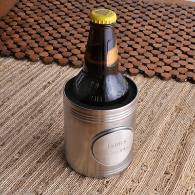 Brushed Koozie w/Pewter Medallion - PersonalizationPop Test Store