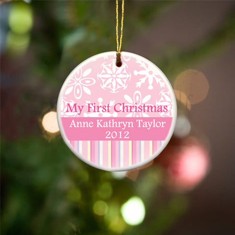My First Christmas Ceramic Ornament - Pink