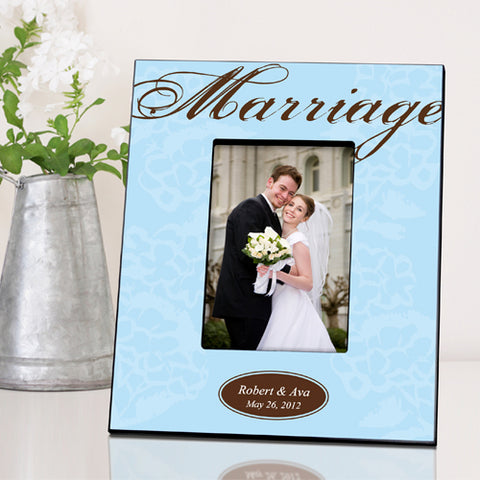 Couple's Frame - Marriage - Blue with Brown