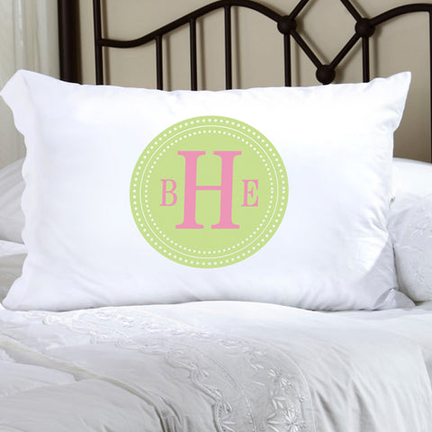 Felicity Chic Circles Pillow Case - Green Circle w/ Pink