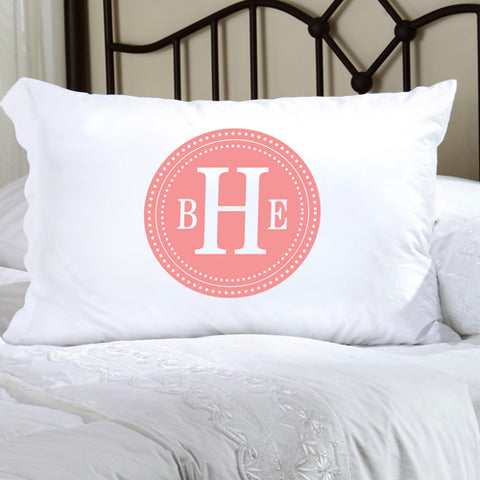 Felicity Chic Circles Pillow Case - Pink Circle w/ White