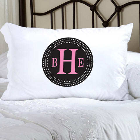 Felicity Chic Circles Pillow Case - Black Circle w/ Pink