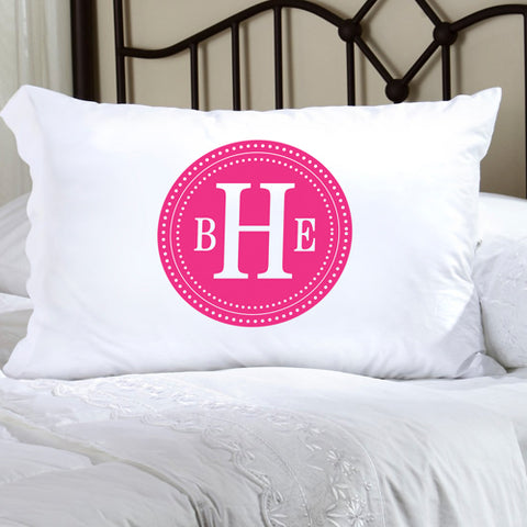 Felicity Chic Circles Pillow Case - Hot Pink Circle w/ White
