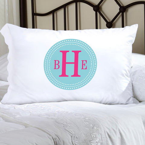 Felicity Chic Circles Pillow Case - Light Blue Circle w/ Pink