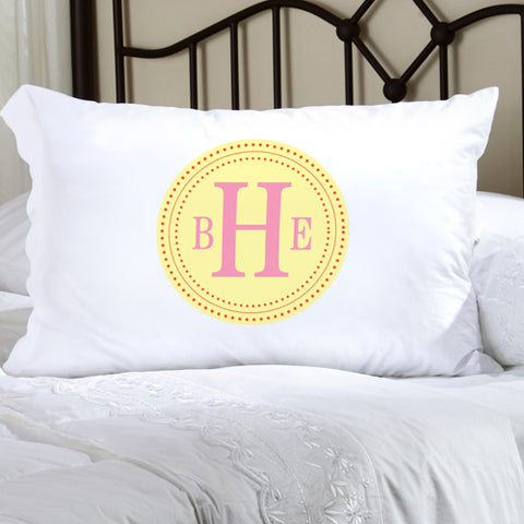 Felicity Chic Circles Pillow Case - Yellow Circle w/ Pink