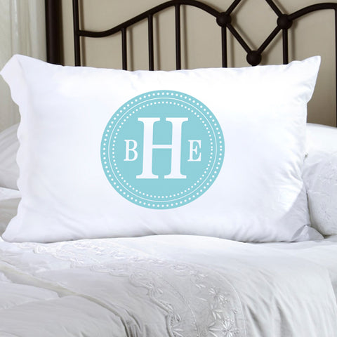 Felicity Chic Circles Pillow Case - Light Blue Circle w/ White