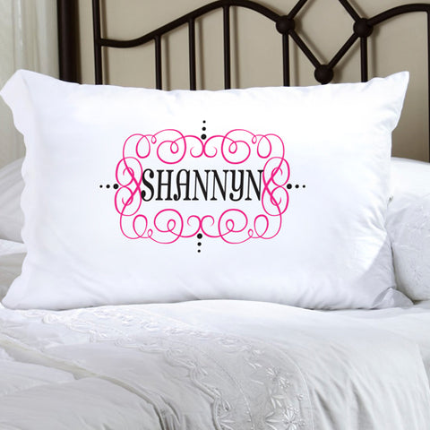 Felicity Glamour Girl Pillow Case-  Pink w/ Black