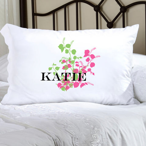 Felicity Graceful Nature Pillow Case - Green/Pink