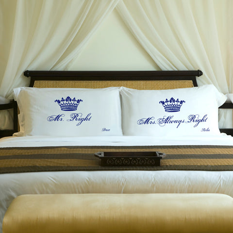 Couples Pillow Case Set - Royal