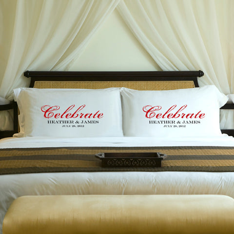 Celebration Couples Pillow Case Set - PersonalizationPop Test Store
