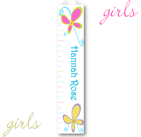 Kids Canvas Height Chart - Bright Butterflies