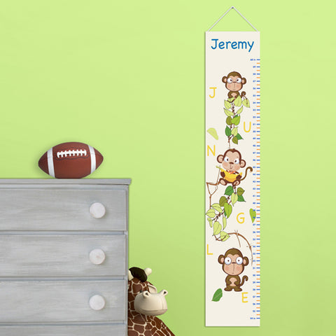 Kids Canvas Height Chart - Boy Monkey