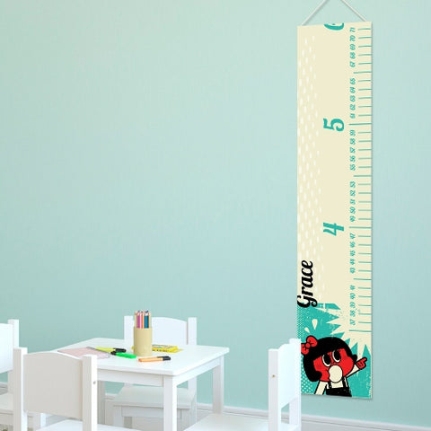 Kids Canvas Height Chart - Retro Girl