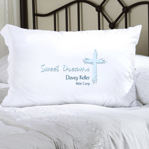 Childrens Personalized Pillow Case - Blue Message - PersonalizationPop Test Store